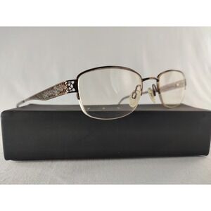 ELLE EL13430‎ BR Womens Eyeglasses Frame Brown Metal Semi-Rimless 50-19-135